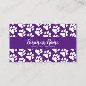 Carte De Visite Blancs mignons et violets Empreinte de patte Motif (Dos)