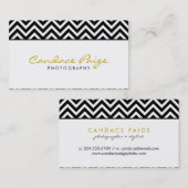Carte De Visite Blancs modernes Chevron noirs et blancs (Devant / Derrière)