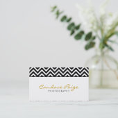 Carte De Visite Blancs modernes Chevron noirs et blancs (Debout devant)