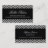 Carte De Visite Blancs modernes Chevron noirs et blancs (Devant / Derrière)