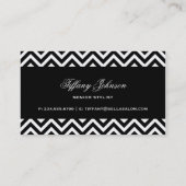 Carte De Visite Blancs modernes Chevron noirs et blancs (Dos)