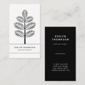 Carte De Visite Blancs Noir Élégant Paysage Botanique Branche (Devant / Derrière)