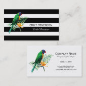 Carte De Visite Blancs Noirs Et Parrot Coloré (Devant / Derrière)