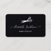 Carte De Visite Blancs noirs minimes Élégants Ciseaux Coiffure Sty (Devant)
