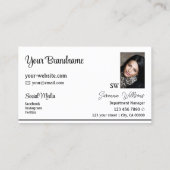 Carte De Visite Blancs noirs modernes avec Monogramme et photo (Dos)