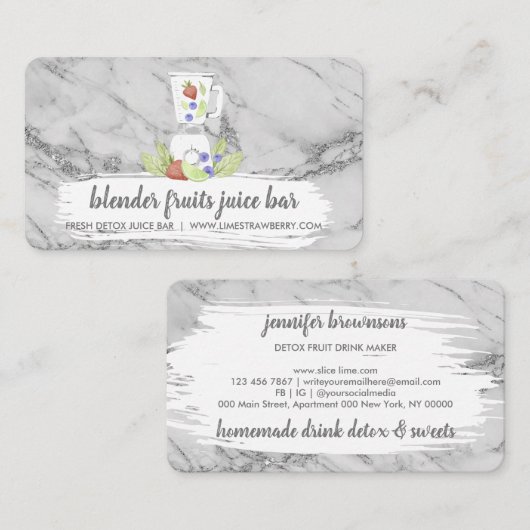 Carte De Visite Blender Fruits Mixed drink fresh juice marble (Devant / Derrière)