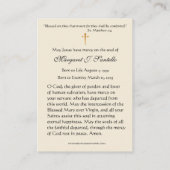 Carte De Visite Blessed Mary Catholic Funeral Memorial Holy Card - (Dos)