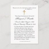 Carte De Visite Blessed Mary Catholic Funeral Memorial Holy Card - (Dos)