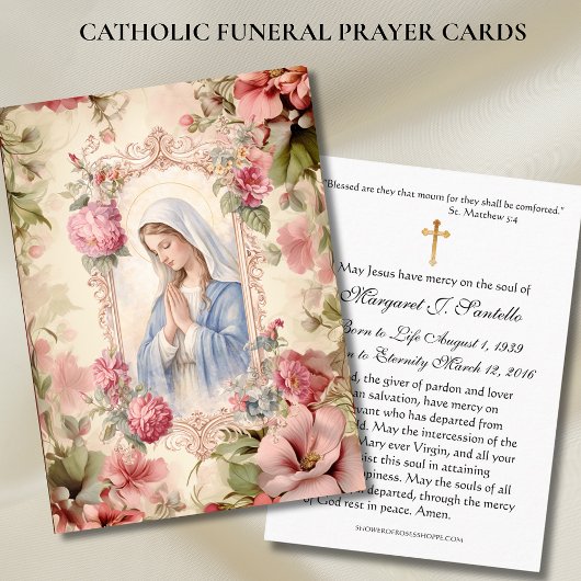 Carte De Visite Blessed Mary Catholic Funeral Memorial Holy Card -