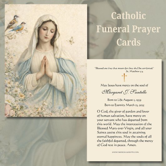 Carte De Visite Blessed Mary Catholic Funeral Memorial Holy Card -
