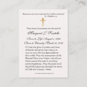 Carte De Visite Blessed Mary Catholic Funeral Memorial Holy Card - (Dos)