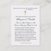 Carte De Visite Blessed Mother Mary  Catholic Funeral Memorial  (Dos)