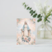 Carte De Visite Blessed Mother Mary  Catholic Funeral Memorial  (Debout devant)