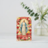 Carte De Visite Blessed Mother Mary Valentines Prayer Roses (Debout devant)