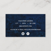 Carte De Visite Bleu Agate Marbre Aquarelle Rose Parties scintilla (Dos)