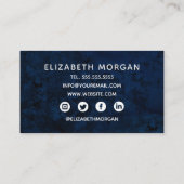 Carte De Visite Bleu Agate Marbre Rose Or Aquarelle (Dos)