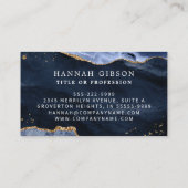 Carte De Visite Bleu Agate Script Monogramme Faux Gold Parties sci (Dos)