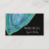 Carte De Visite Bleu Agate Slice Crystal Psychic Moyen Spirituel (Devant)