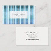 Carte De Visite Bleu aquarelle (Devant / Derrière)