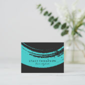 Carte De Visite Bleu artistique brossé sur noir (Debout devant)