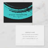 Carte De Visite Bleu artistique brossé sur noir (Devant / Derrière)