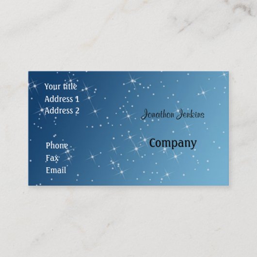 Carte De Visite Bleu avec des étincelles (Devant)