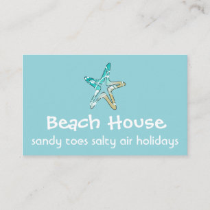 Carte de visite bleu avec Starfish pour Beach Hous