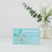 Carte de visite bleu avec Starfish pour Beach Hous (Debout devant)