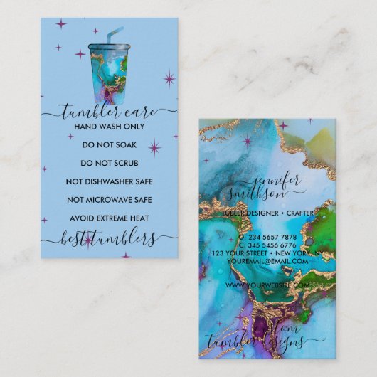 Carte De Visite Bleu avec texture (Devant / Derrière)