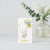 Carte De Visite Bleu Bear Balloon Monogramme Enfants Jouer Appel (Debout devant)