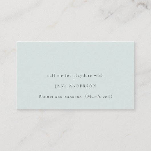 Carte De Visite Bleu Bear Balloon Monogramme Enfants Jouer Appel (Dos)