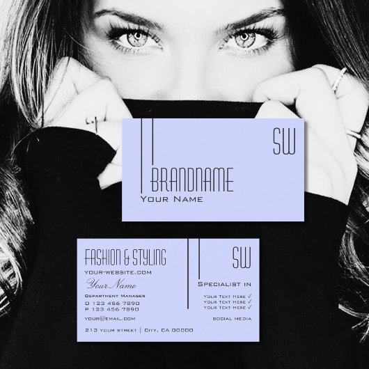 Carte De Visite Bleu Bébé clair avec Initiales Professionnel Simpl