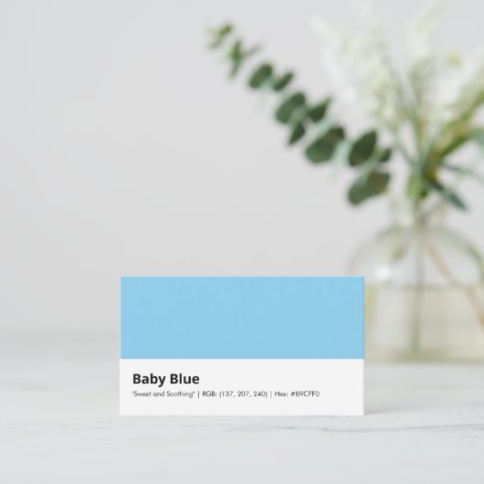 Carte De Visite Bleu bébé | "Doux et apaisant" (Debout devant)