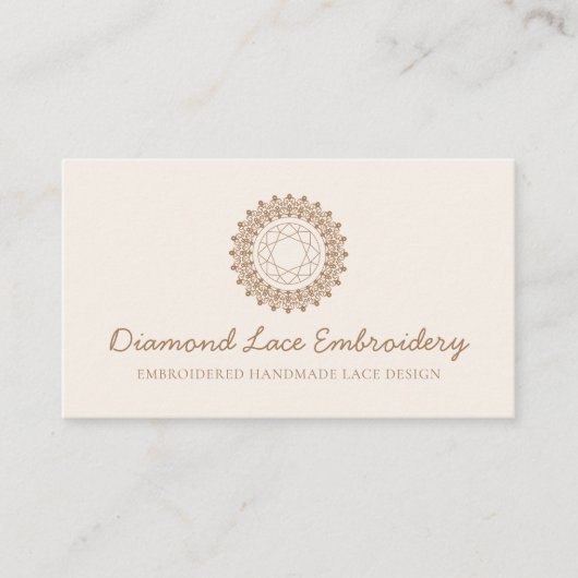 Carte De Visite Bleu Beige Diamant logo broderie dentelle couture (Devant)
