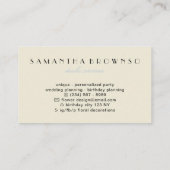 Carte De Visite Bleu Beige Garde d'enfants Design pour Nannies Bab (Dos)