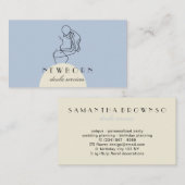 Carte De Visite Bleu Beige Garde d'enfants Design pour Nannies Bab (Devant / Derrière)