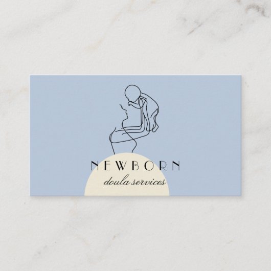 Carte De Visite Bleu Beige Garde d'enfants Design pour Nannies Bab (Devant)