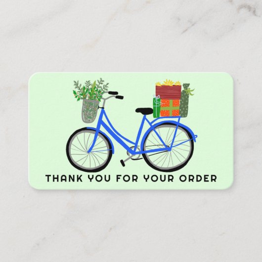 Carte De Visite Bleu Bike Cadeaux Client Commande Merci QR Code (Devant)