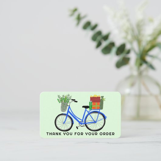 Carte De Visite Bleu Bike Cadeaux Client Commande Merci QR Code (Debout devant)