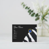 Carte De Visite BLEU BLACÉ BLANC ZEBRA MONOGRAM DE FOUR, Sapphire (Debout devant)