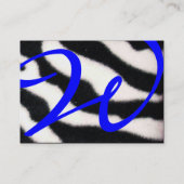 Carte De Visite BLEU BLACÉ BLANC ZEBRA MONOGRAM DE FOUR, Sapphire (Dos)