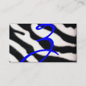 Carte De Visite BLEU BLACÉ BLANC ZEBRA MONOGRAM DE FOUR, Sapphire (Dos)