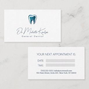 Carte De Visite Bleu Blanc Dentiste Dental Professional Nomination