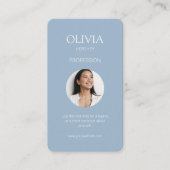 Carte De Visite Bleu blanc et blanc Dusty Code QR social (Devant)