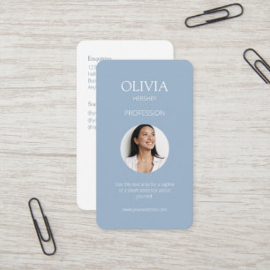 Carte De Visite Bleu blanc et blanc Dusty Code QR social