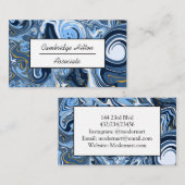 Carte De Visite Bleu, blanc et doré Marbre brun affaires (Devant / Derrière)