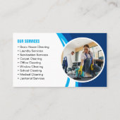 Carte De Visite Bleu blanc Maison Nettoyage Ménagère Service de mé (Dos)