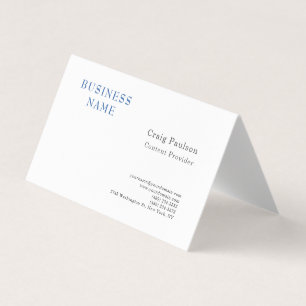 Carte De Visite Bleu Blanc Minimaliste Moderne