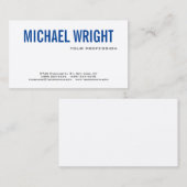 Carte De Visite Bleu Blanc Moderne Plain Simple Premium Silk (Devant / Derrière)
