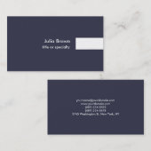 Carte De Visite Bleu Blanc Moderne Unique Plaine tendance Professi (Devant / Derrière)